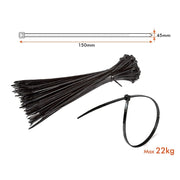100 Fascette Cablaggio 4.5x150mm Nere Per Legare Fili e Cavi