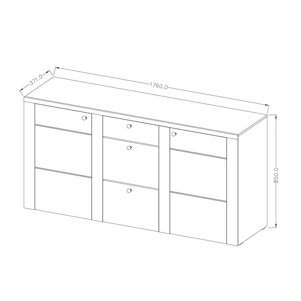 Buffet design 175cm per soggiorno colore noce e nero effetto legno collezione SANTIAGO.