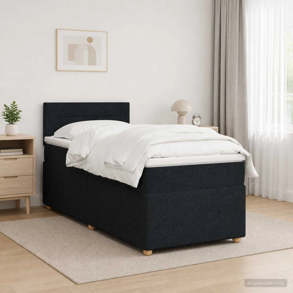 Letto box spring con materasso Nero 100 x 200 cm Tessuto 3452347