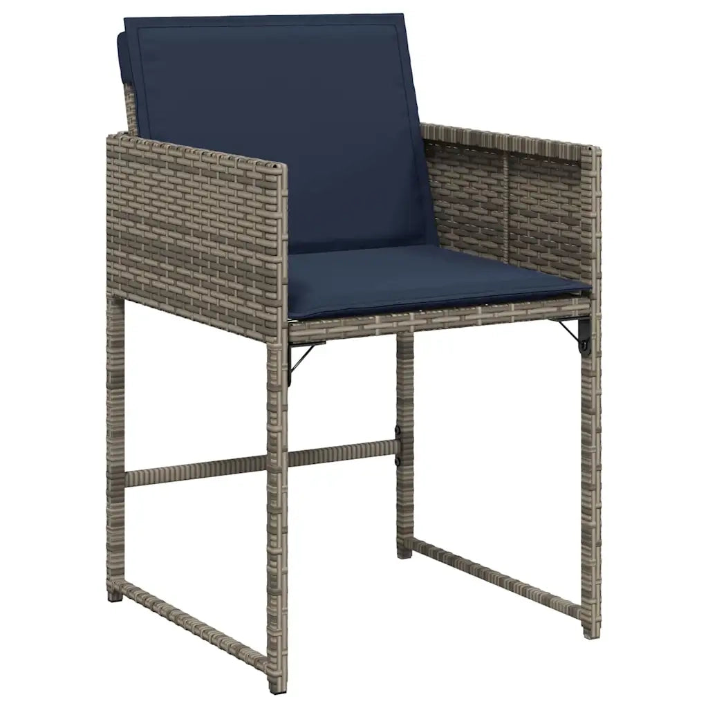 Set da Pranzo per Giardino con cuscino 5 pcs Grigio polyrattan 3380033