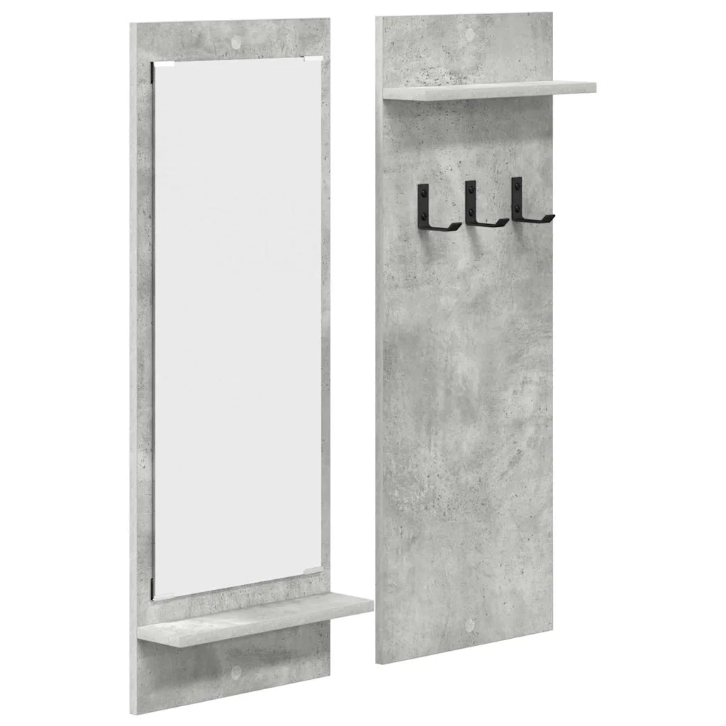 Appendiabiti a muro con specchio Grigio cemento 70 x 10 x 90 cm 874526