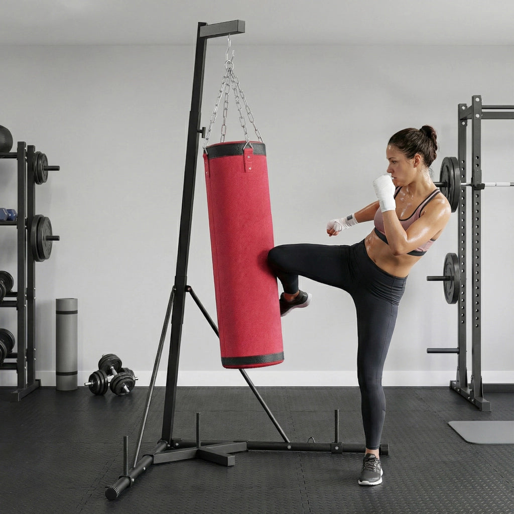 Sacco da Boxe Autoportante con Base Regolabile ¨C Minimal ¨C Rosso 175x91x231cm