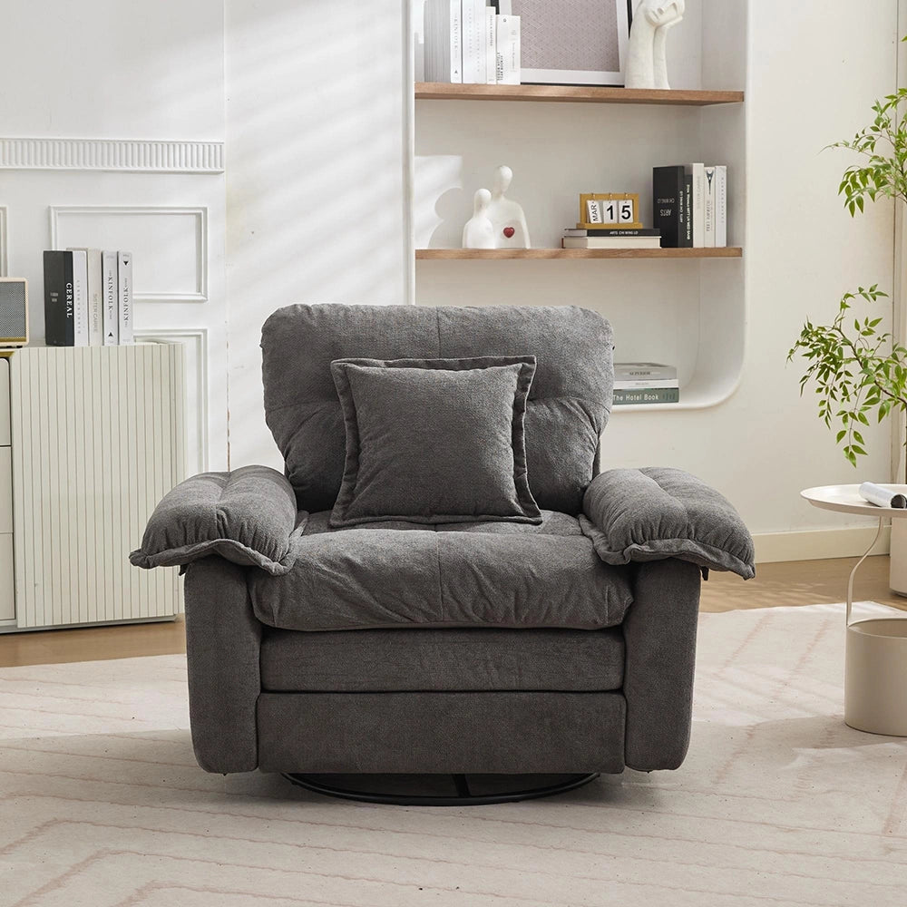 Poltrona girevole 360¡ã oversize in chenille - Xylo - Con cuscino di supporto per camera, soggiorno e cameretta