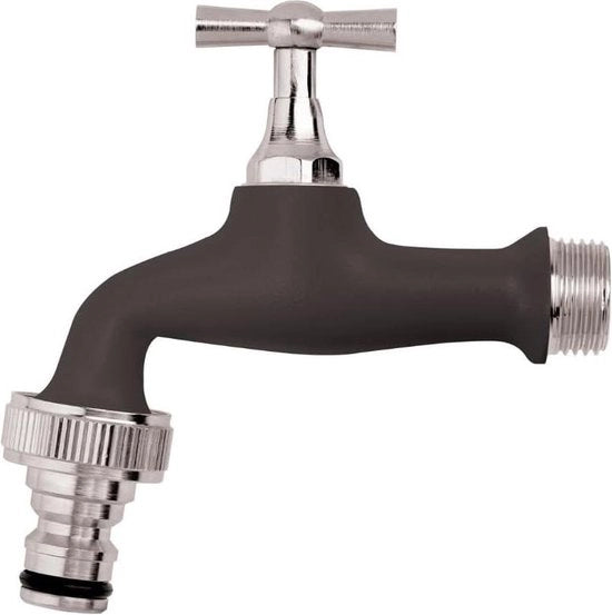 Armatura per giardino colorata 1/2 x 3/4 pollici rubinetto fontana in ottone per esterno - grigio scuro - supporto per guaina.