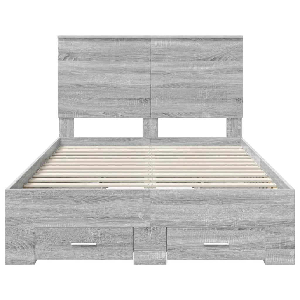Struttura del letto con testiera Grigio Sonoma 135 x 190 cm 3409663