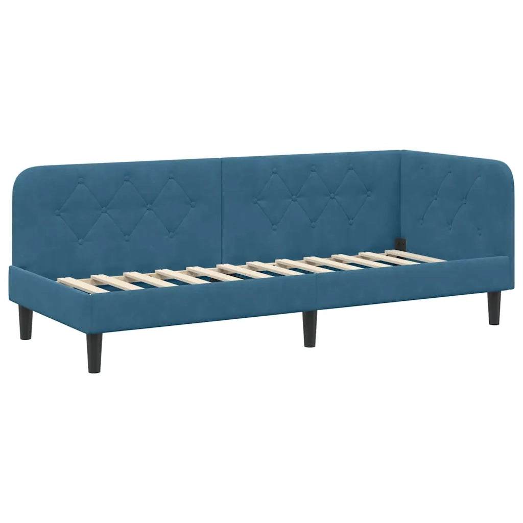 Cornice del letto ad angolo Blu 80 x 200 cm Velluto