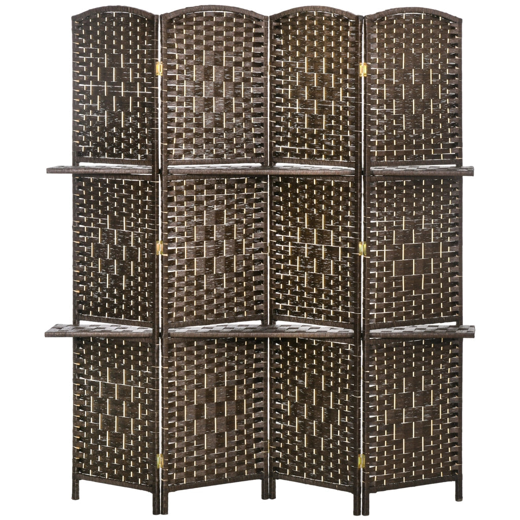 Paravento 4 Pannelli con Ripiani ¨C zephmum ¨C 160x170 cm Marrone Legno