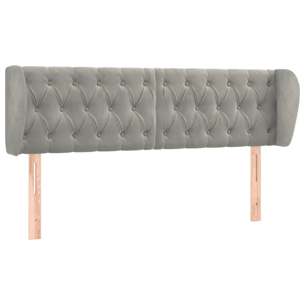 Testiera ad Orecchio-Testata con Orecchie Grigio Chiaro 147x23x78/88 cm in Velluto 313832