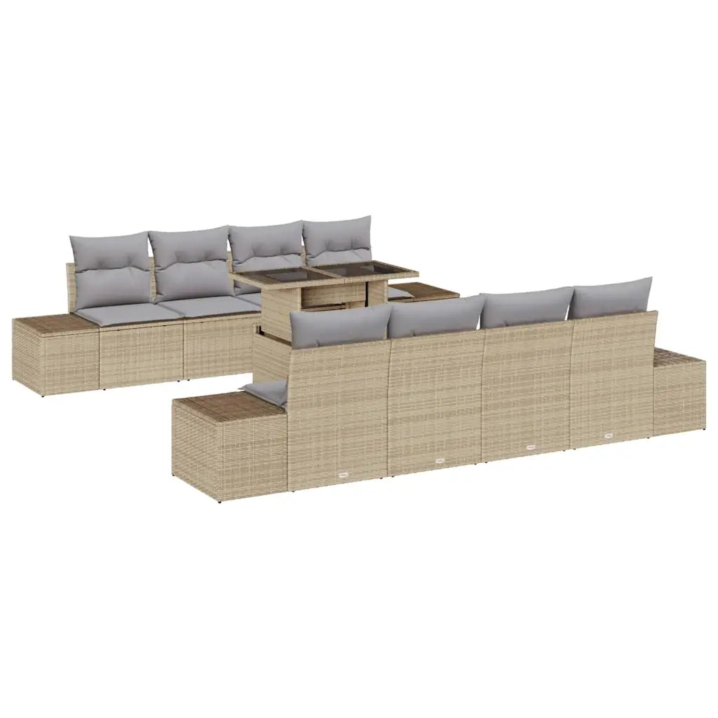 Set Divano da Giardino 9 pcs Beige e Grigio Chiaro polyrattan 3349146