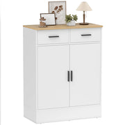 Cassettiera con ante e ripiani ¨C zephmum ¨C bianco e legno 68.6x35x90.3 cm