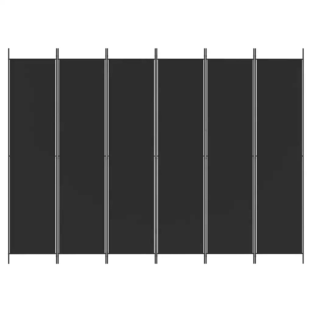 Divisorio Ambienti | Divider per stanze | Paravento a 6 Pannelli Nero 300x220 cm in Tessuto