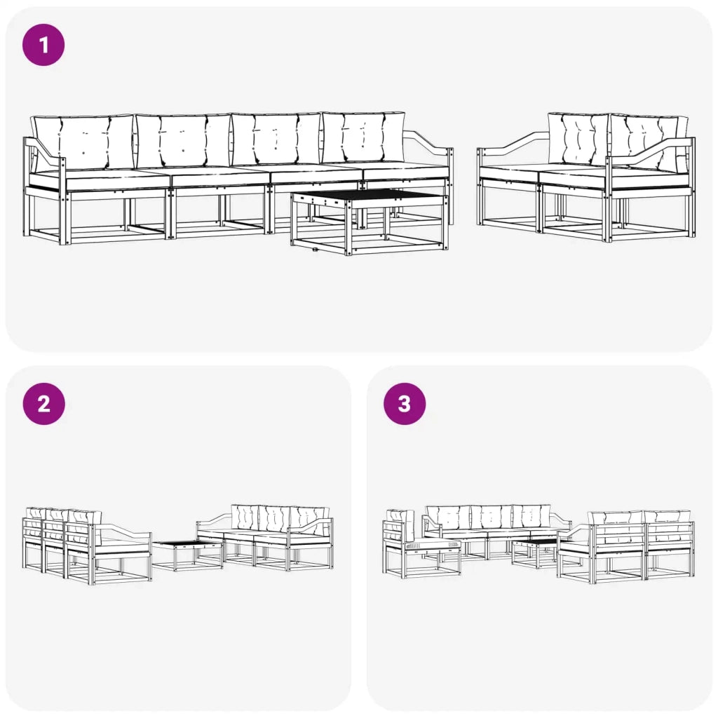 Set di divani da esterno 6 pcs Bianco e Grigio Chiaro 3386110