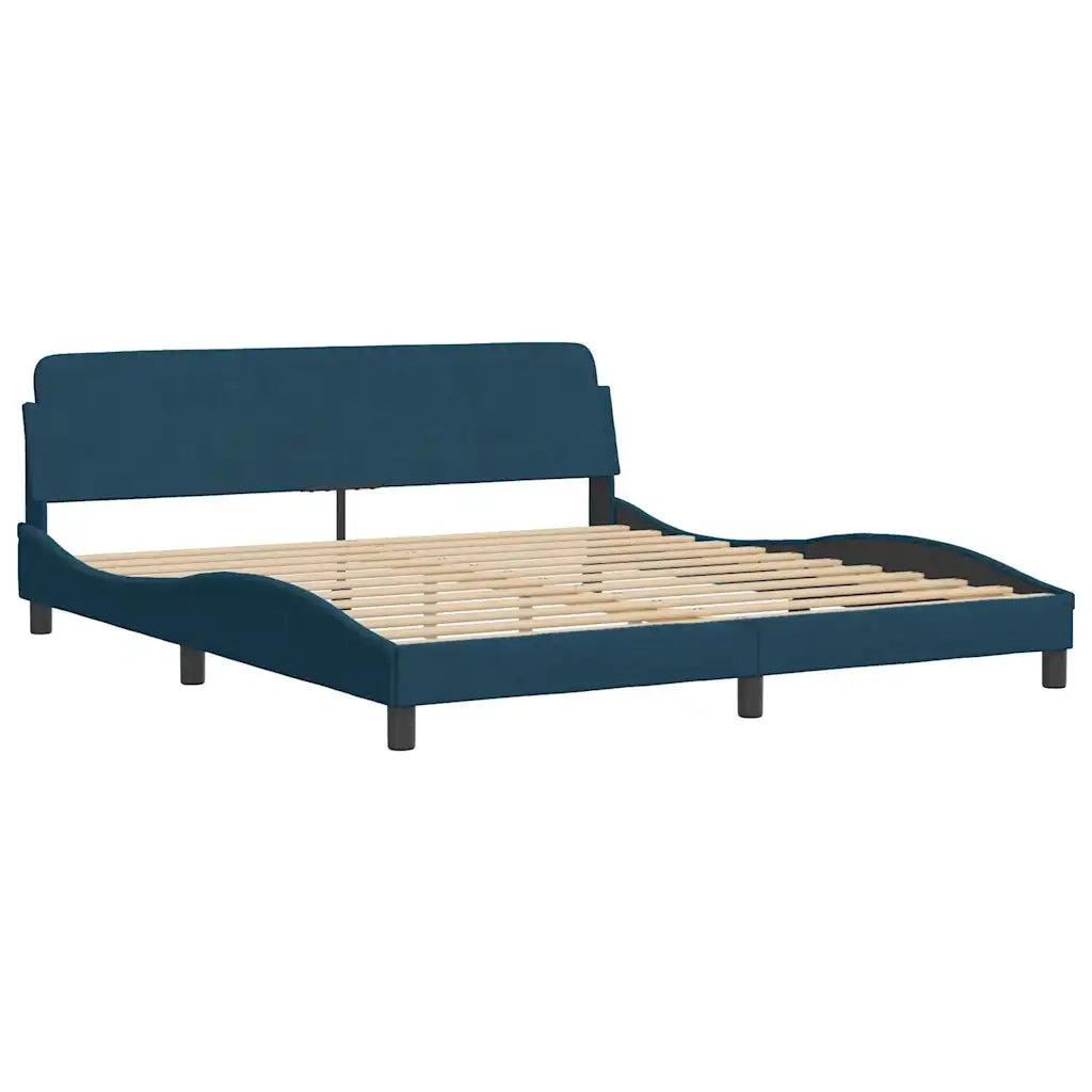 Letto con Materasso Hanko Blu 180x200 cm in Velluto 3208614