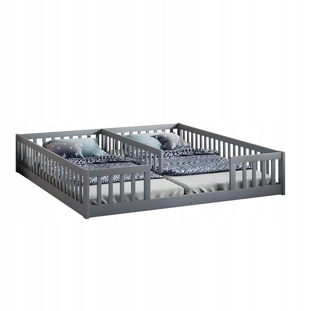 Letto a pannelli 90x200 - Xylo - Grigio con sponda
