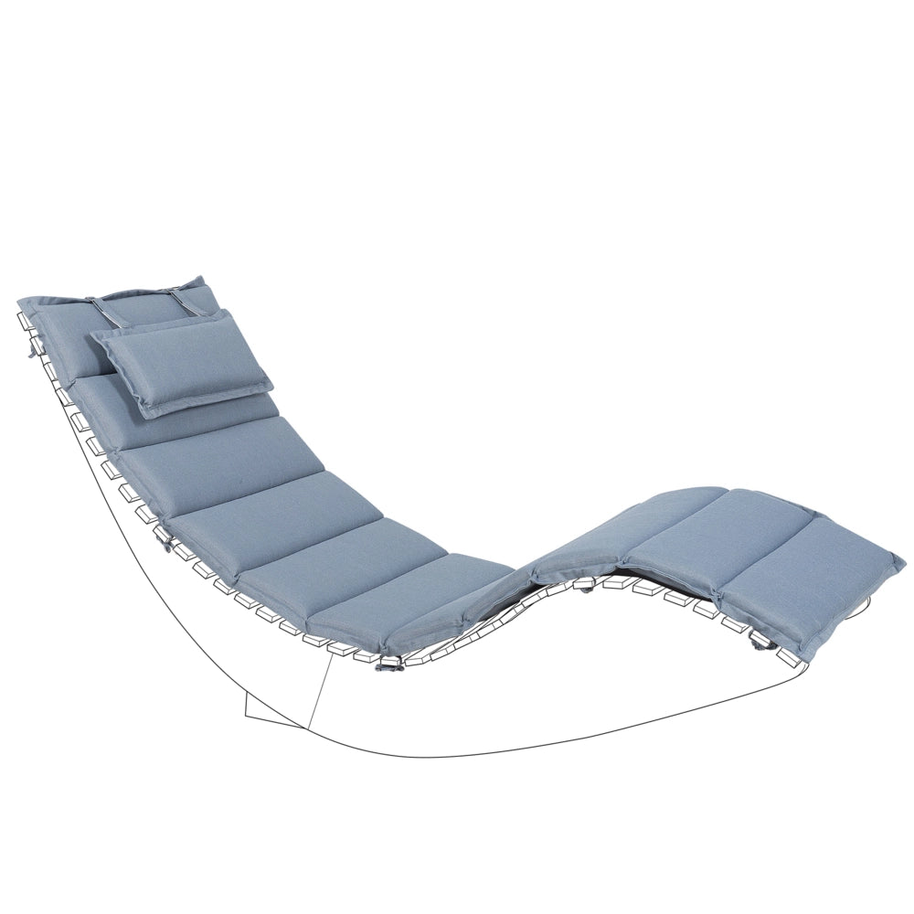 Cuscino prendisole in tessuto blu 180 x 60 cm imbottito con cuscino per la testa