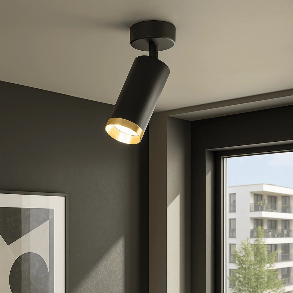 Spot soffitto moderno nero oro tondo orientabile GU10