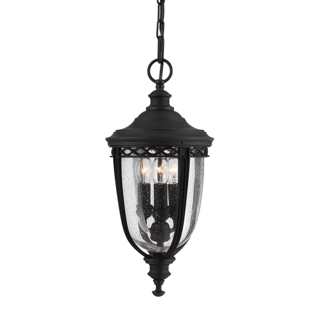 Lampada a sospensione esterna English Bridle Feiss 3xE14 nera