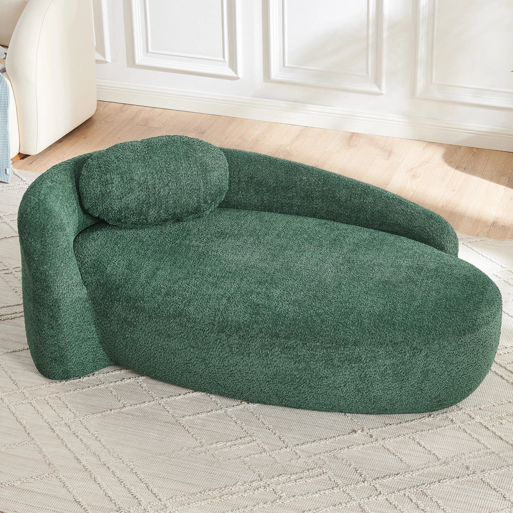 DIVANO minimalista arrotondato in tessuto teddy verde