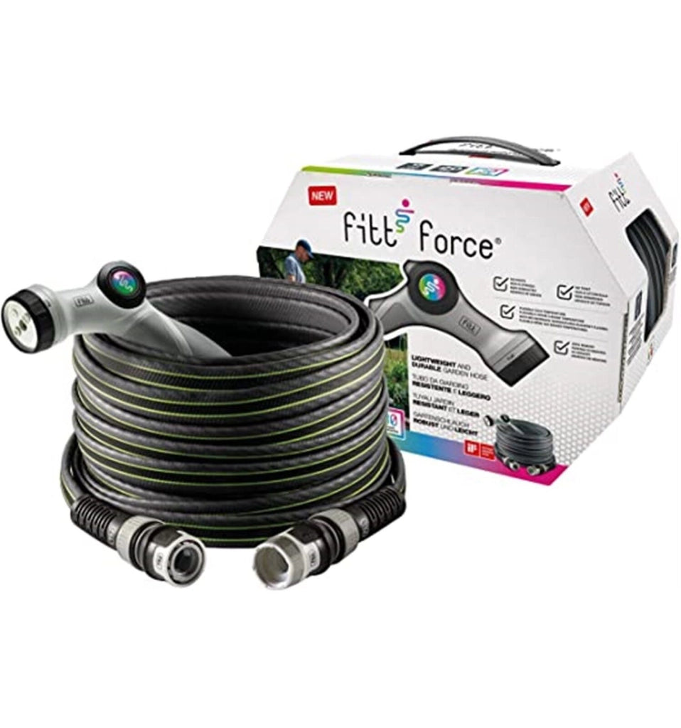 FITT TECHNOLOGY FLOW 76493-07 Tubo per Irrigazione 20 m 1-2'' con Lancia e 2 Raccordi No Torsion System colore Grigio-Lime