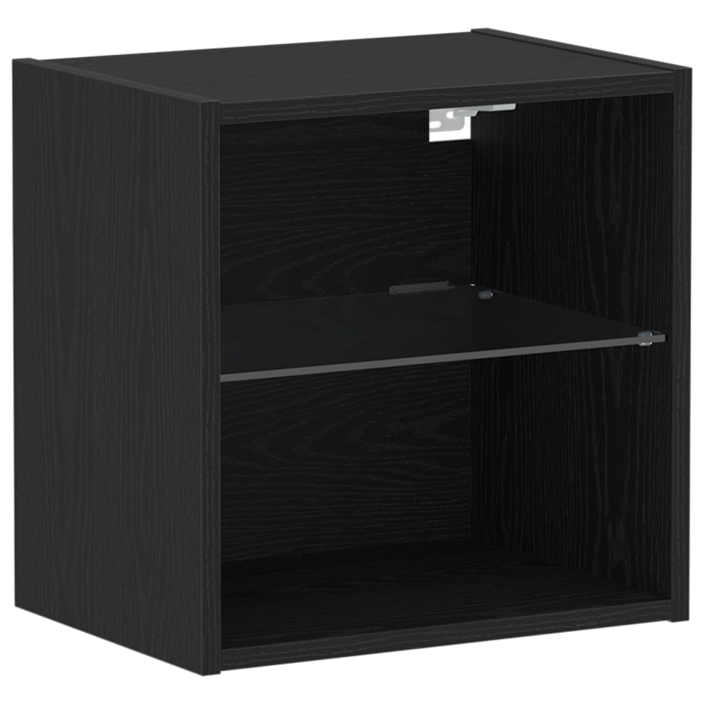 Armadi a muro  con luci LED 2 pezzi Rovere Nero 40x30x30 cm