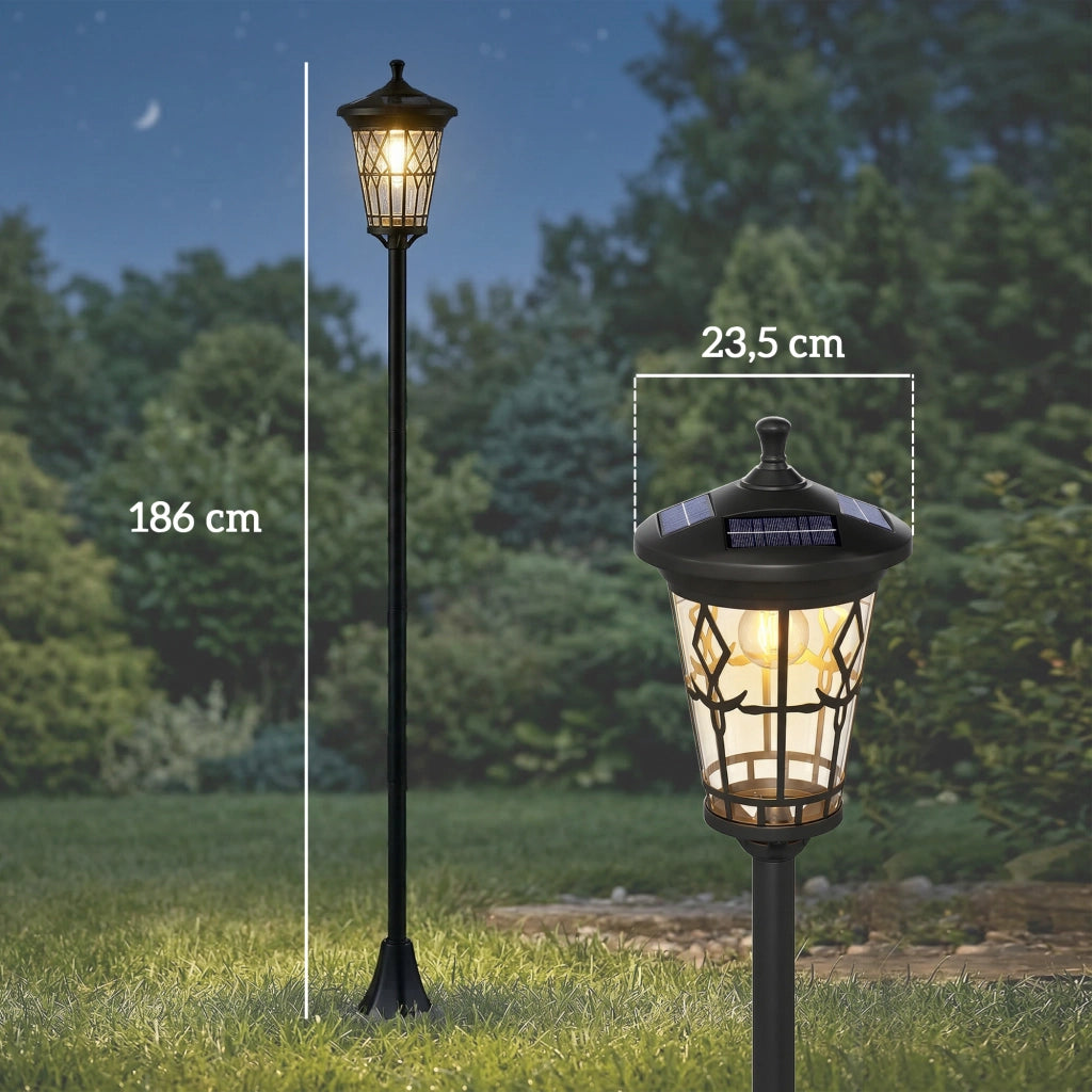 Set 2 Lampioni Solari da Giardino ¨C Xylo ¨C Altezza Regolabile IP44 Nero
