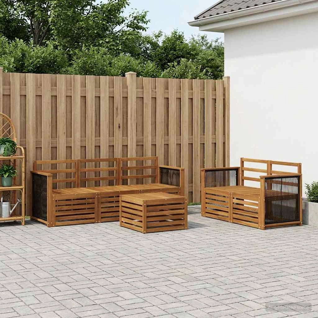 Set di divani da esterno 6 pz Naturale Legno di Acacia Massello 3384020