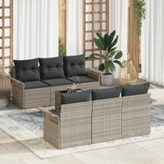 Set Divano da Giardino 7 pcs Grigio chiaro polyrattan