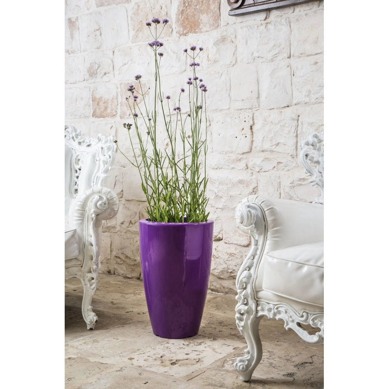 Vaso moderno di design Ø33 H50 in polimero viola resistente per interno ed esterno - Made in Italy - Monacis