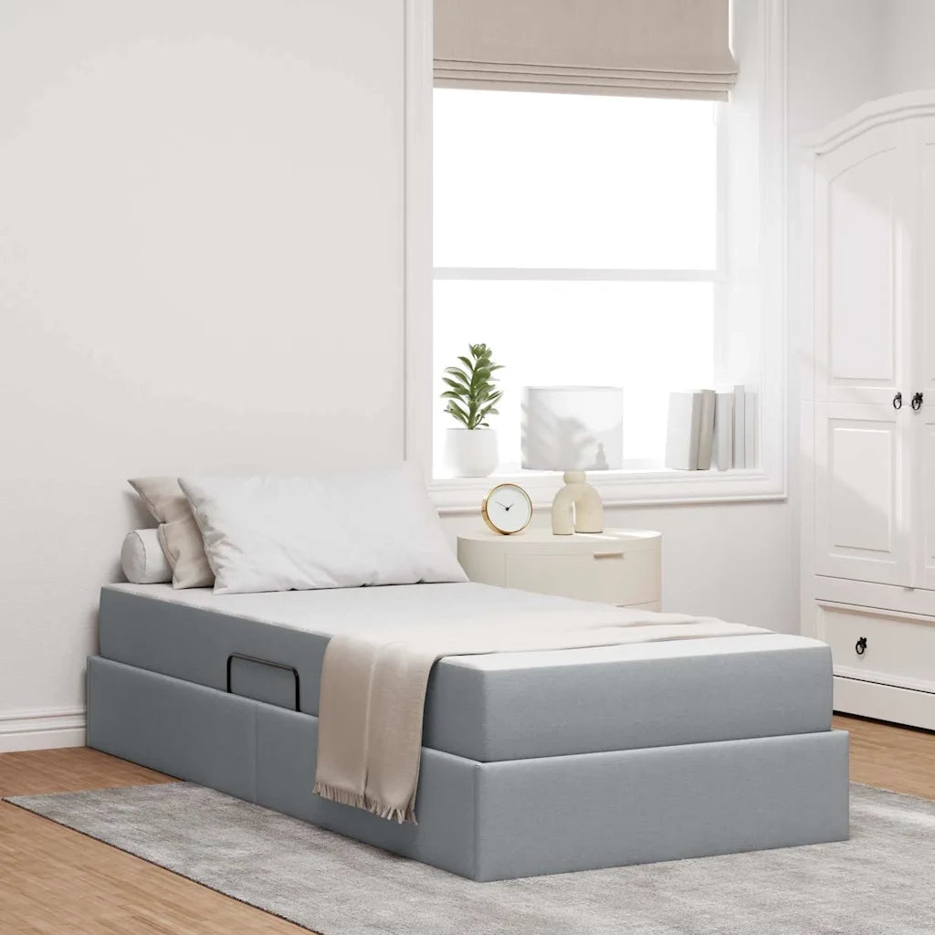 Letto con contenitore e materasso Grigio chiaro 90 x 200 cm 3399634
