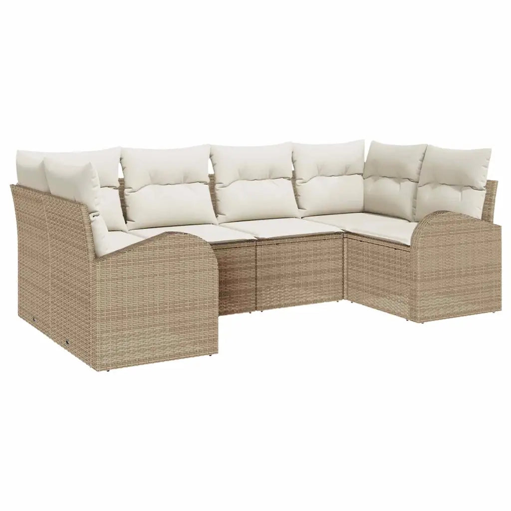 Set Divano da Giardino 6 pcs Beige e Bianco polyrattan 3354850