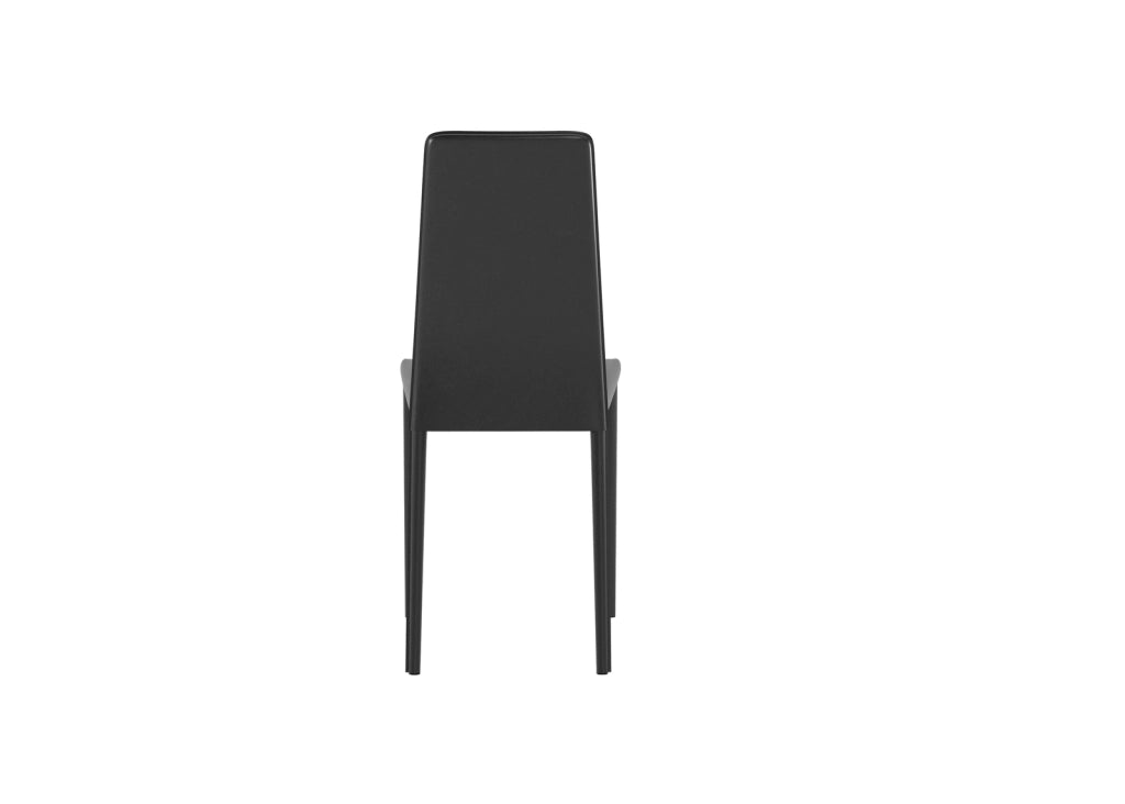 Sedia Kitty in similcuoio nero con gambe rivestite e struttura in metallo - Design moderno impilabile per zona giorno e cucina