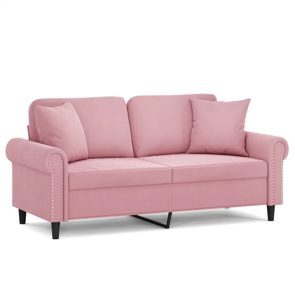 Divano a 2 Posti con Cuscini Rosa 140 cm in Velluto 3200948