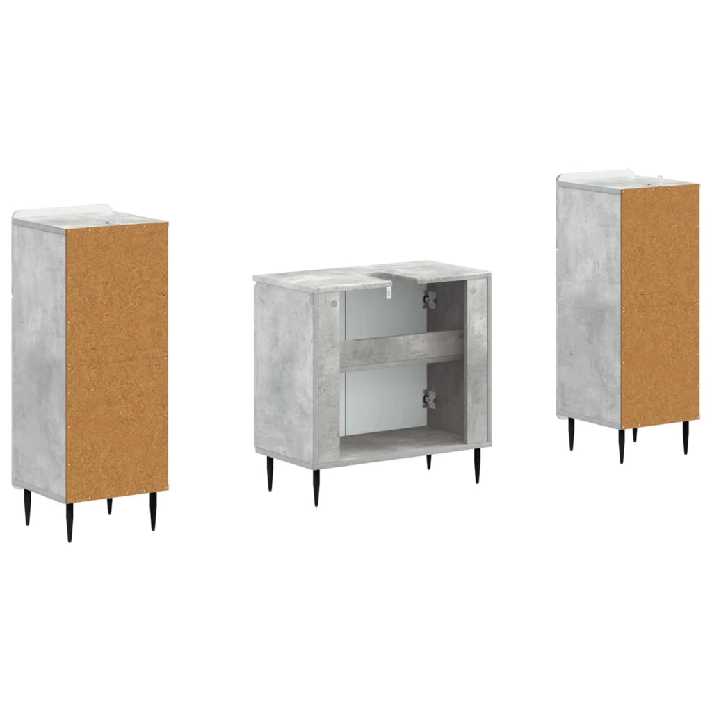 Set di Armadi da Bagno da 2 Pezzi ZWOLLE Grigio Cemento 3418002