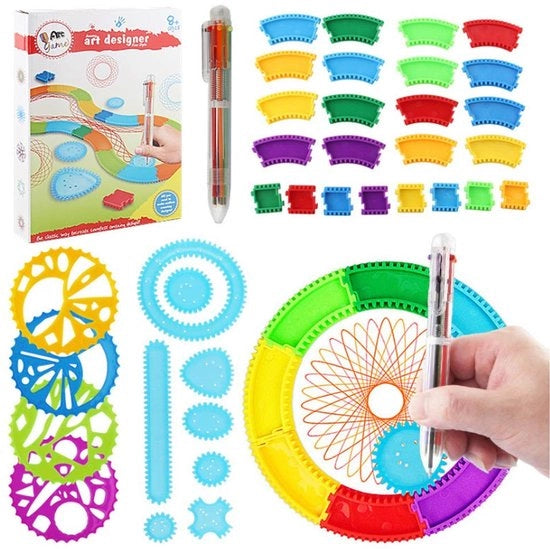 Set di Arte Educativa Professionale per Bambini e Adulti - Spirografo per Disegno - Non Tossico - Sostenibile - 6 Colori