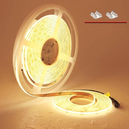 Striscia LED Acqua Resistente 10m Bianco Caldo - Flessibile e Autoadesiva per Esterno