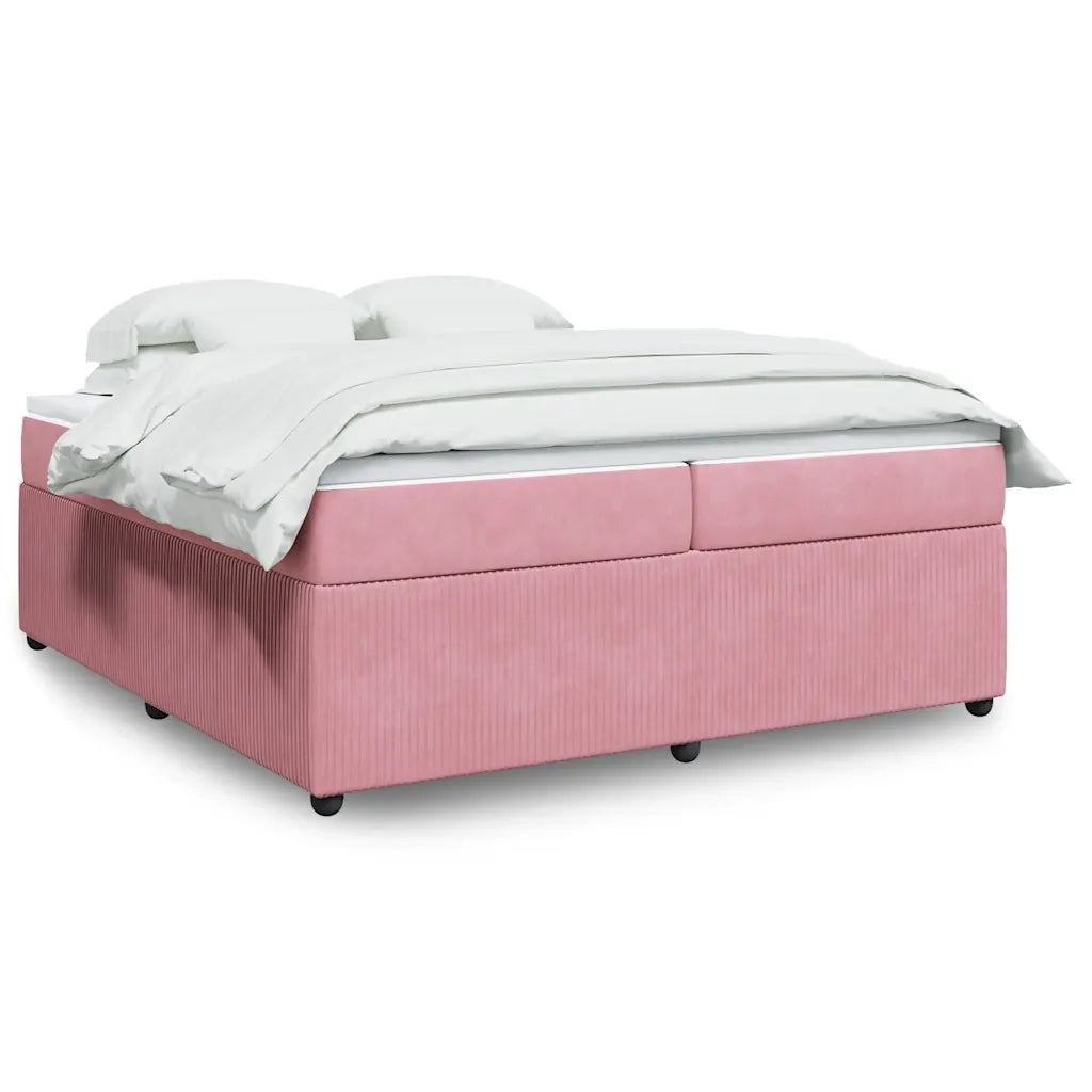 Giroletto a Molle con Materasso Rosa 200x200 cm in Velluto 3285667
