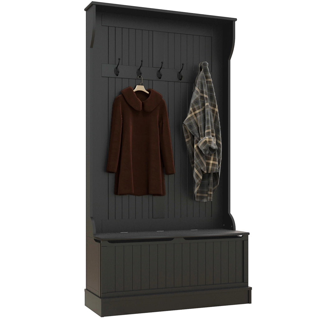 Scarpiera con Banco e 5 Ganci ¨C Minimal ¨C 96x34x180 cm Nero Moderno