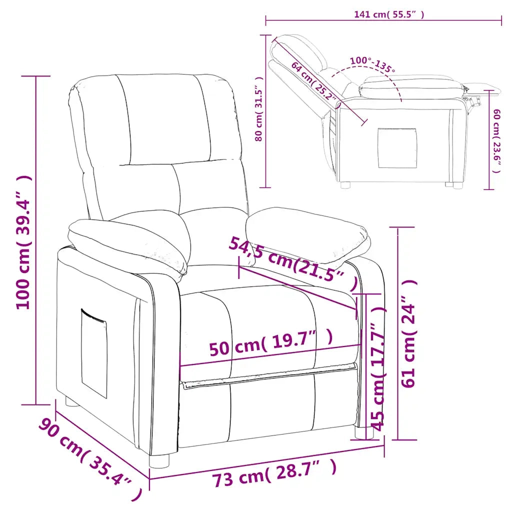 Poltrona Reclinabile in Tessuto Crema 348284