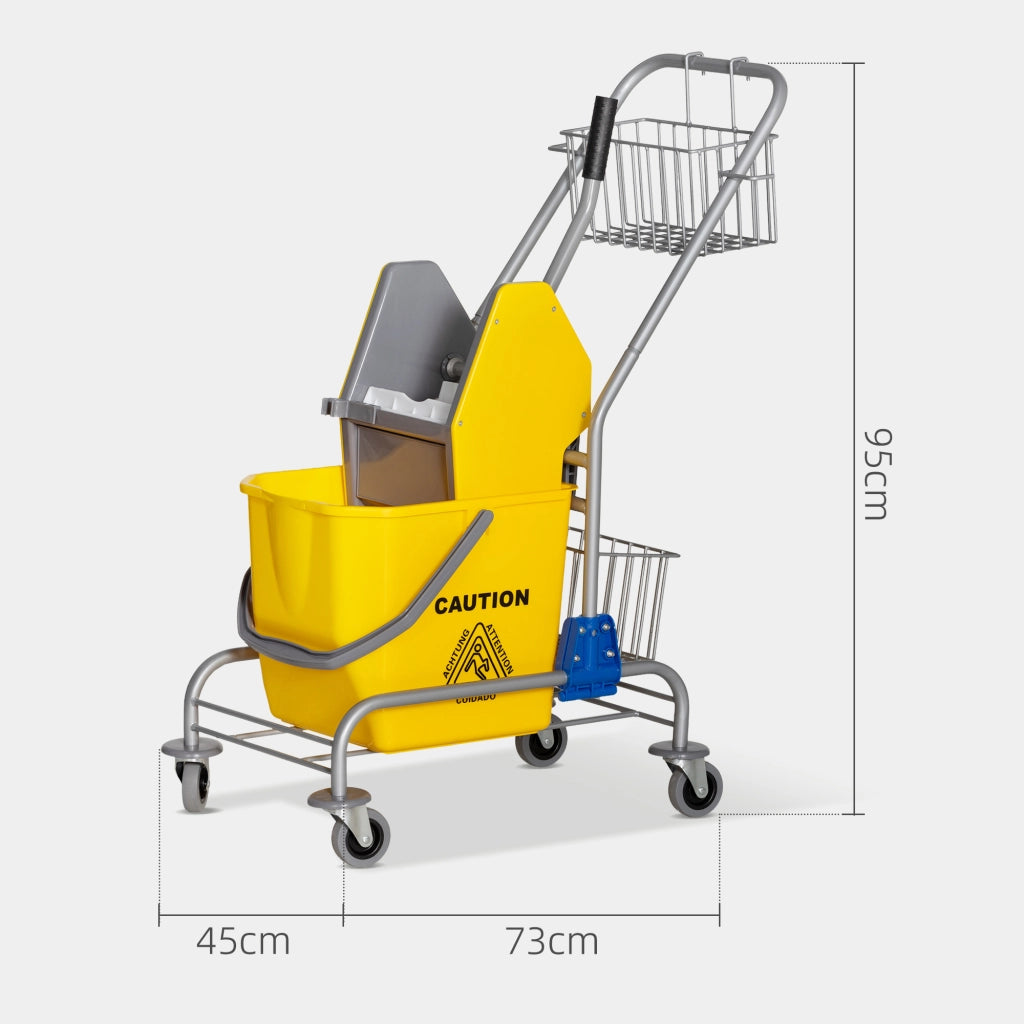 Secchio per lavaggio pavimenti con ruote ¨C Minimal ¨C Giallo, plastica, metallo