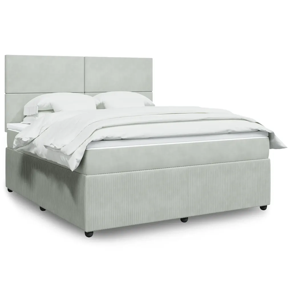 Giroletto a Molle con Materasso Grigio Chiaro 180x200cm Velluto
