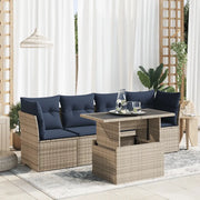 Set Divano Giardino 5 pz con Cuscini Grigio Polyrattan Acacia 3326092