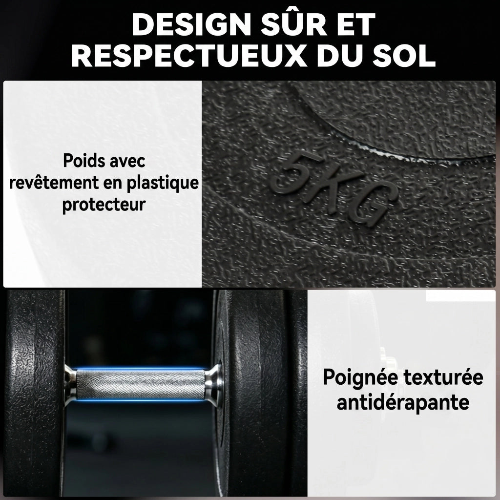 Set manubri da palestra 50 kg ¨C zephmum ¨C acciaio e plastica PE nero
