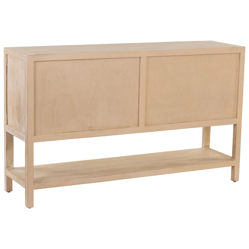 Credenza in legno beige con 4 ante 150x40x90h cm