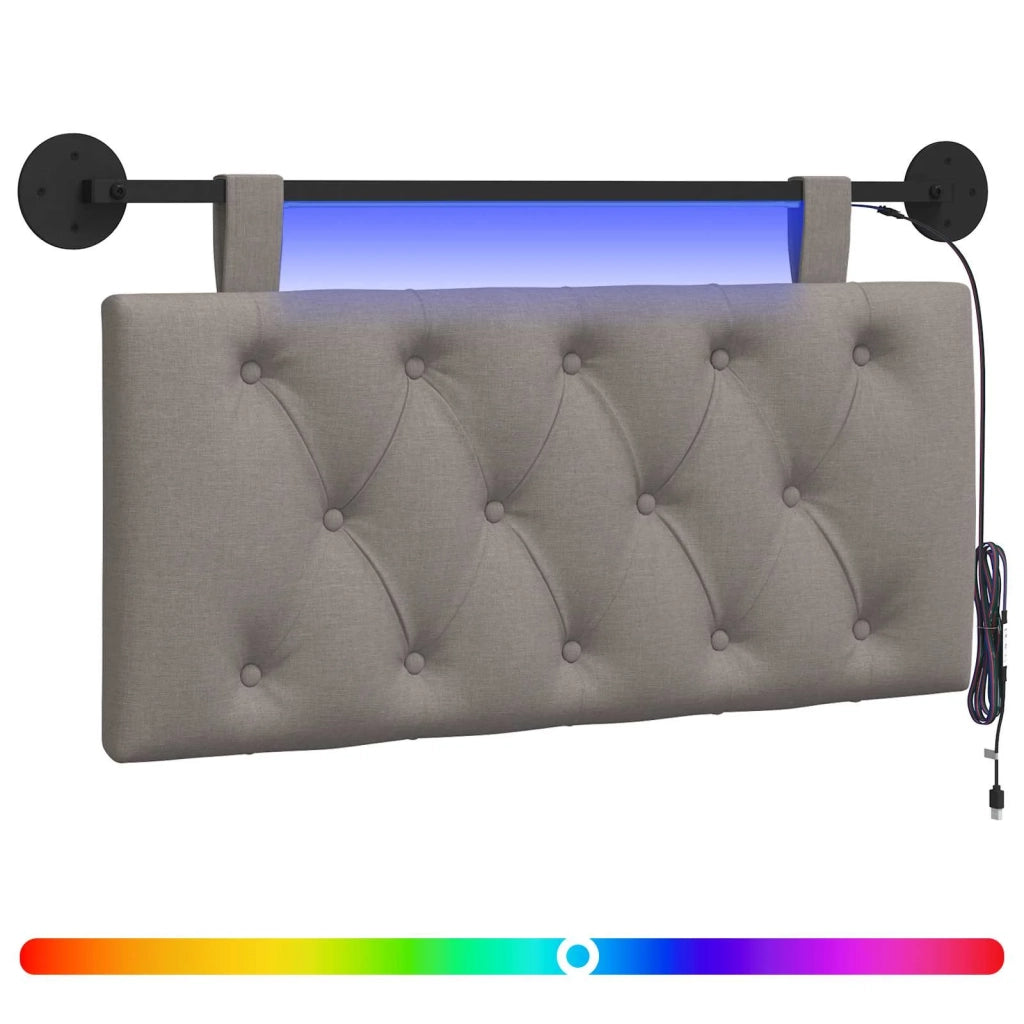 Testiera sospesa Con luce LED Tortora Tessuto 3424519