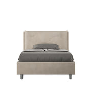 BS COM Letto una piazza e mezza contenitore imbottito 130x210 microfibra sabbia Large