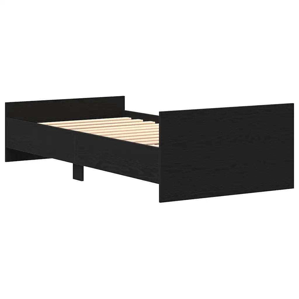 Letto singolo | Letto per adulti | Giroletto senza Materasso Rovere Nero 75x190 cm in Truciolato