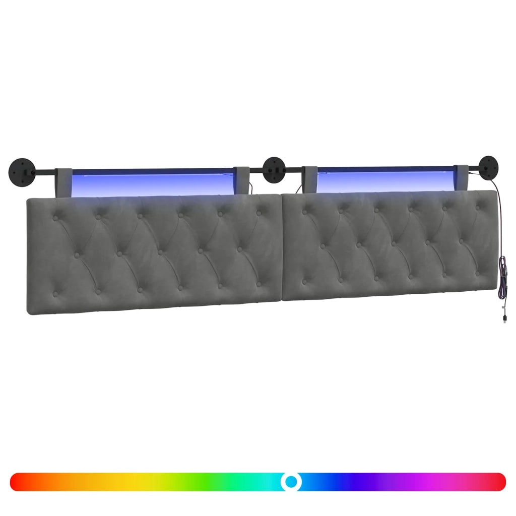 Testiera | Testata sospesa Con luce LED Grigio Scuro Velluto