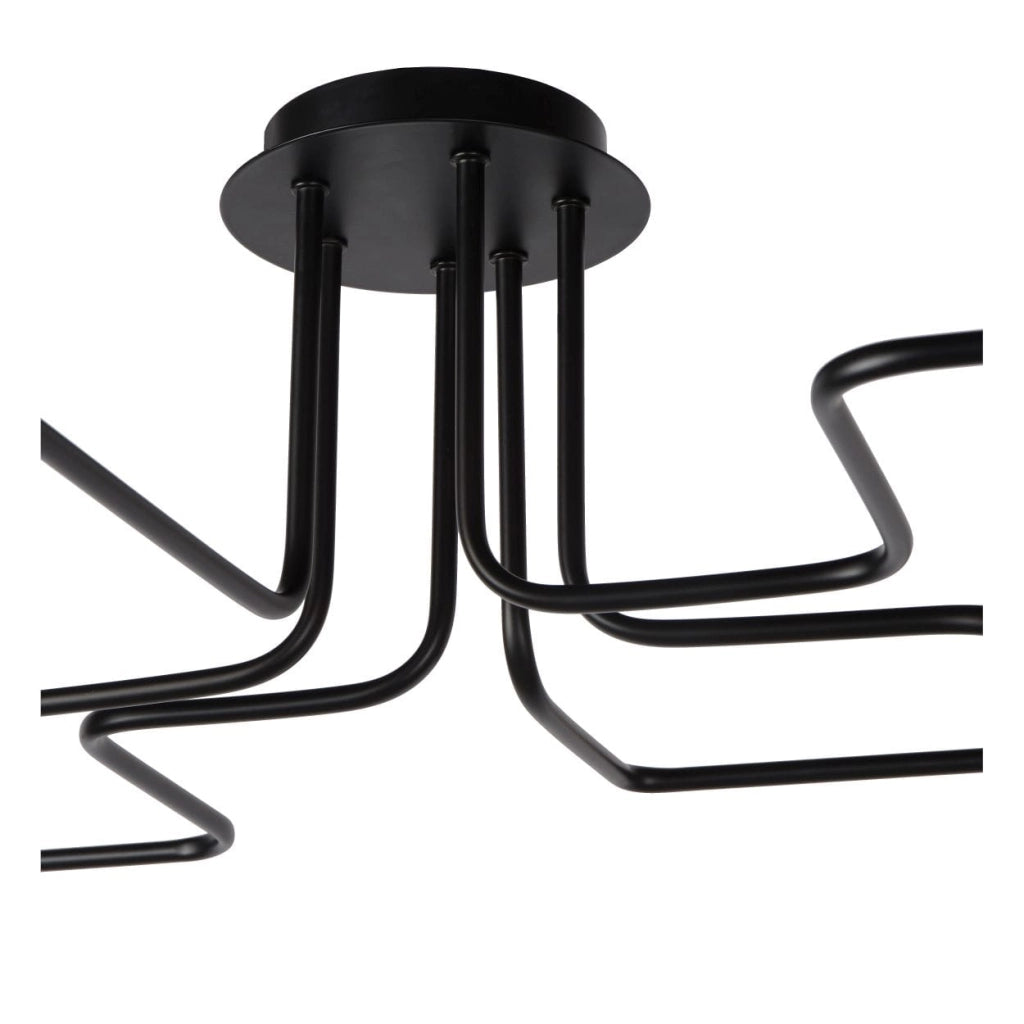 Lampadario Lucide Lester 6 Luci E27 Nero Dimmerabile