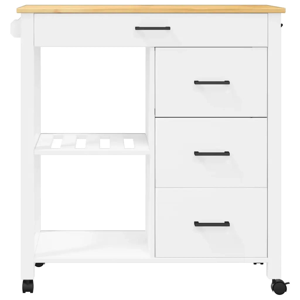 Carrello da Cucina MONZA 84x40x88,5 cm in Legno Massello di Pino CFW1864266