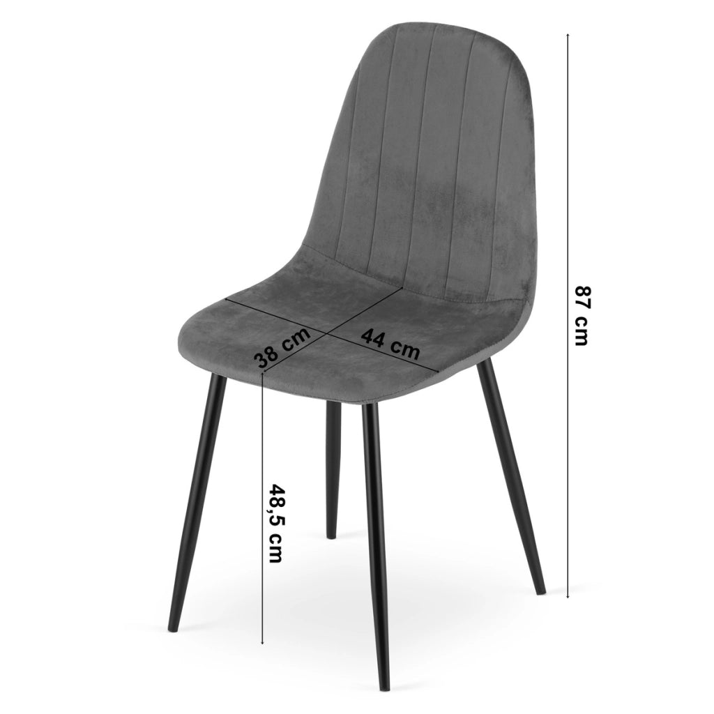 Sedia Padva in velluto blu scuro con gambe nere